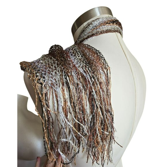 Elegant Metallic Knit Scarf Wrap With Fringe For Women 50x70 JJ4074 - Picture 7 of 11